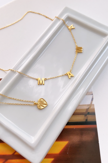 Mama Letter Spaced Station Charm Necklace