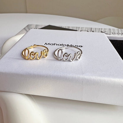 Love Letter Word Wire Adjustable Ring
