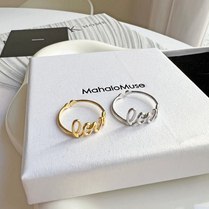 Love Letter Word Wire Adjustable Ring