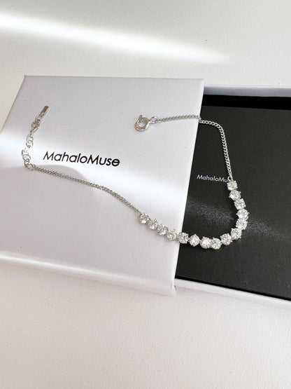 Tennis Cubic Zirconia Chain Bracelet 925 Silver