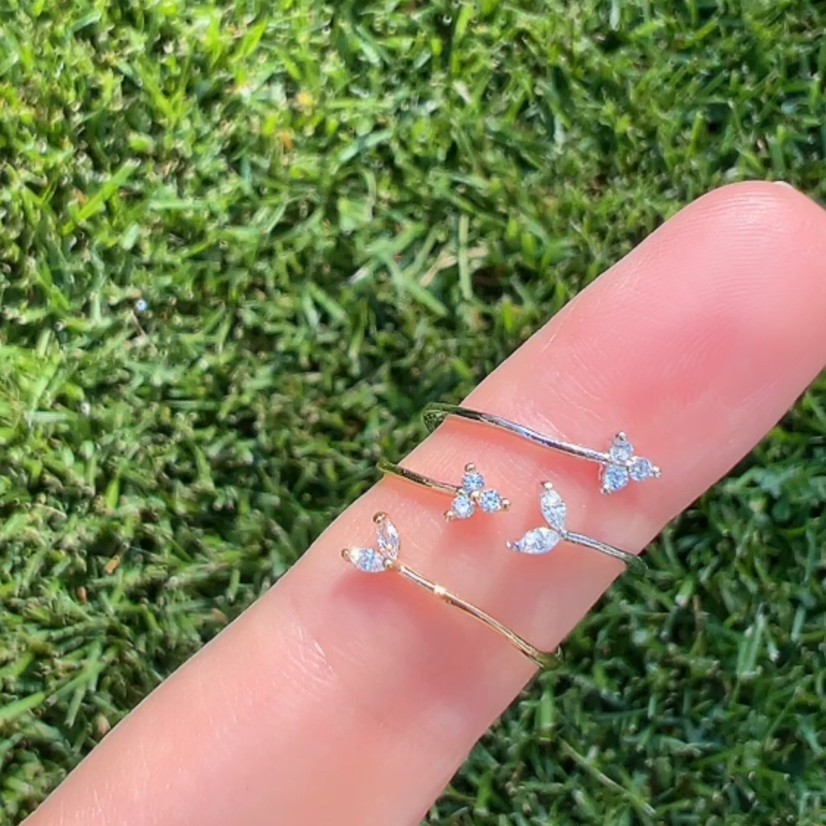 Twisted Arrow Cubic Zirconia Open Ring