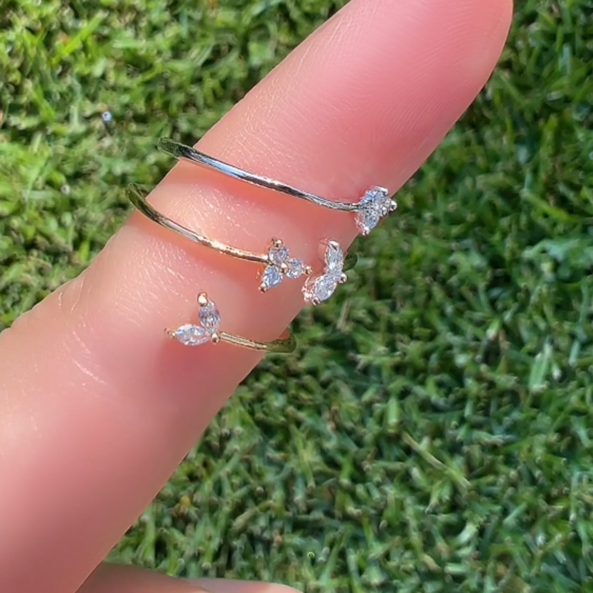 Twisted Arrow Cubic Zirconia Open Ring