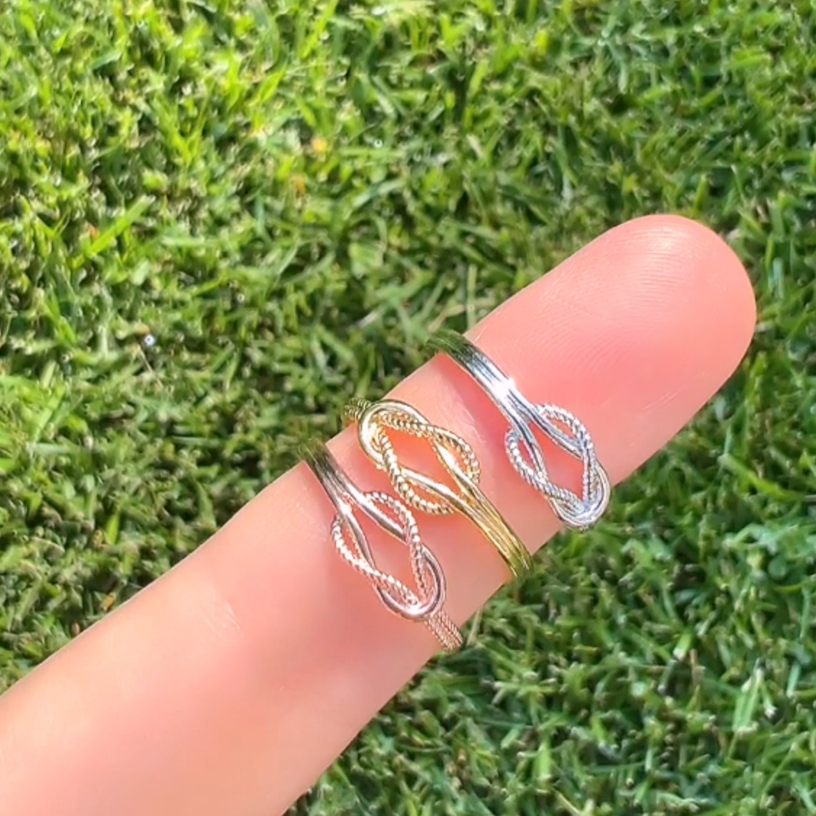 Knot Double Ring Adjustable Open Ring