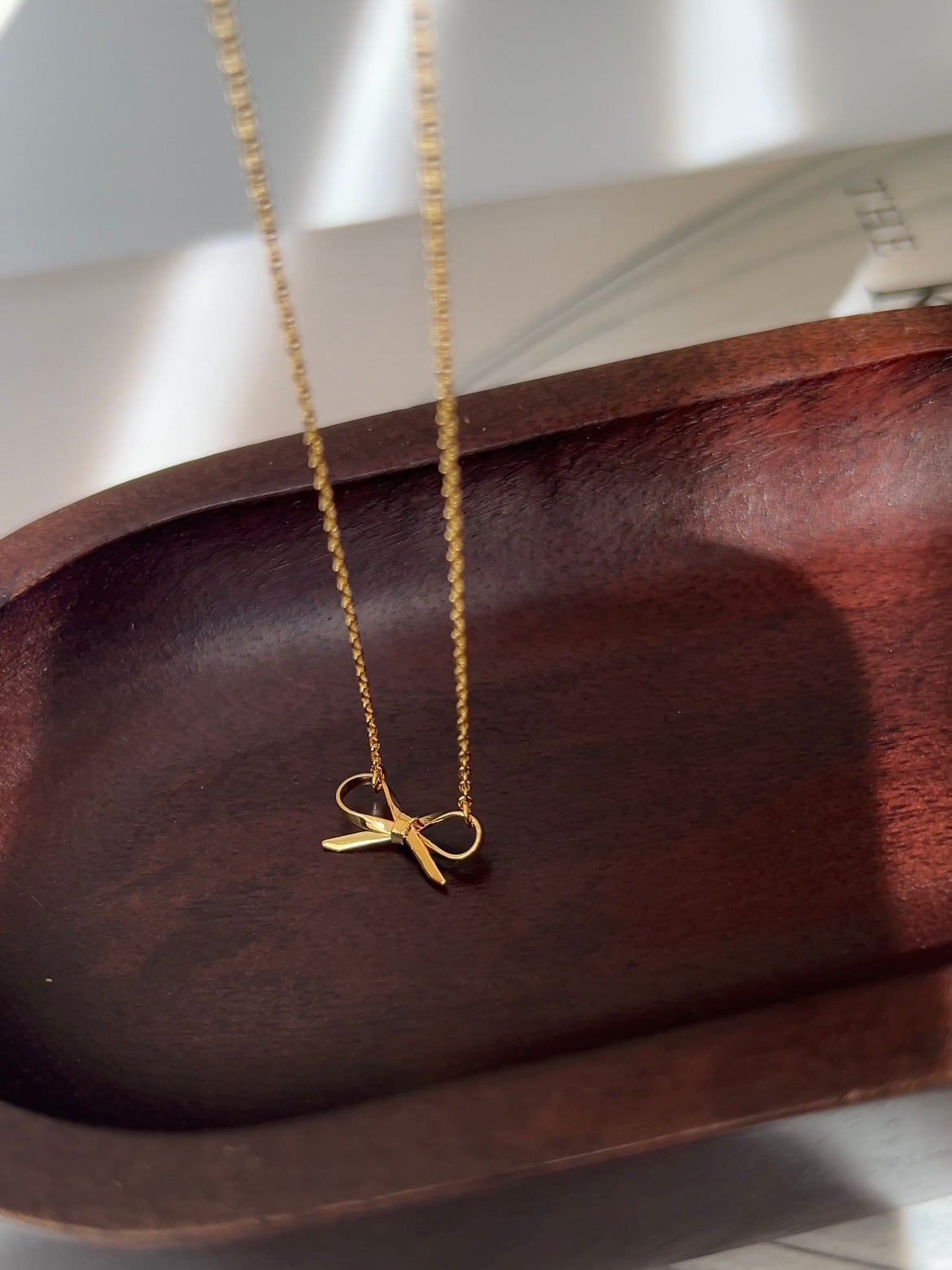 Bow Tie Ribbon Pendant Charm Necklace