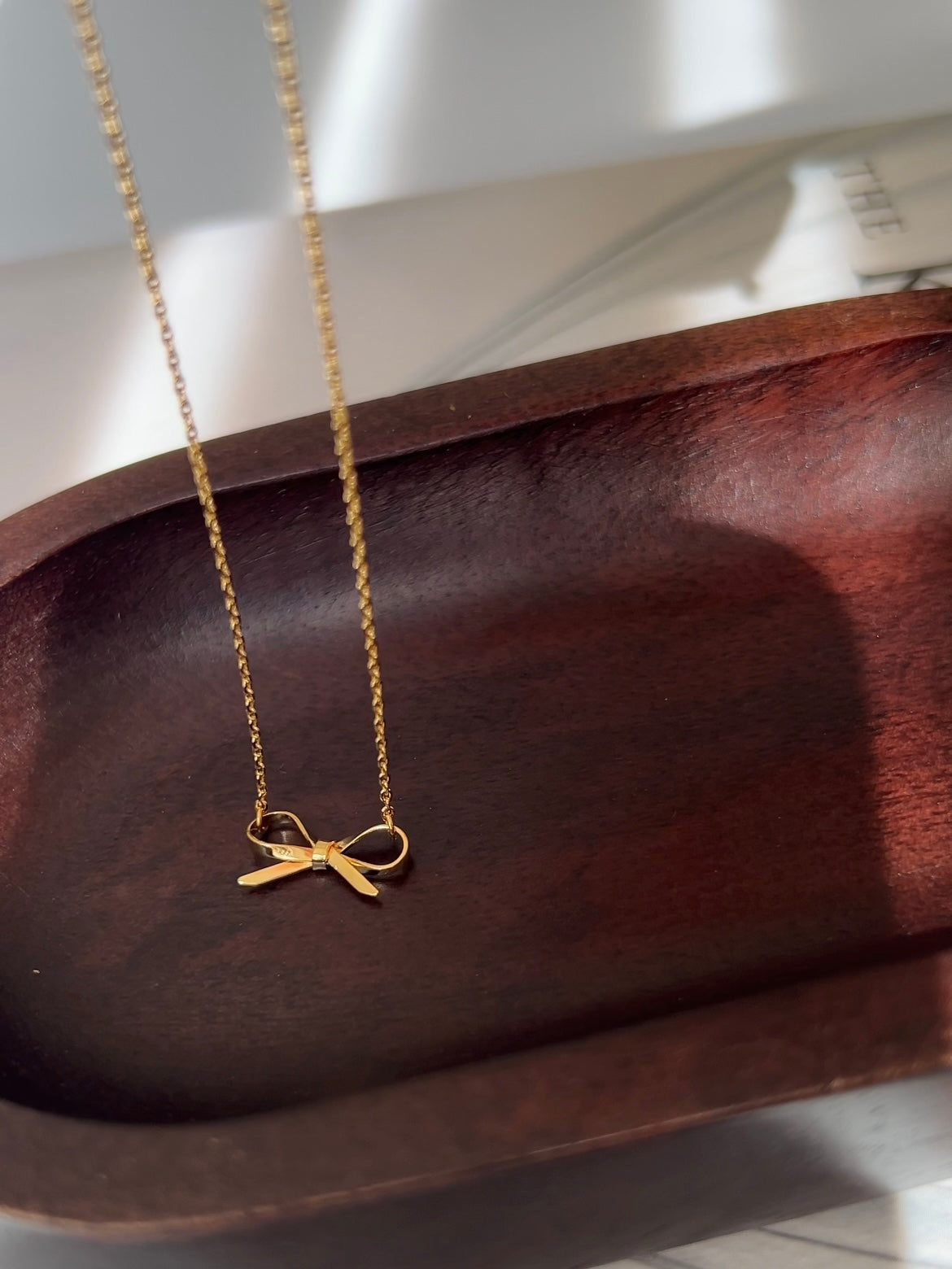 Bow Tie Ribbon Pendant Charm Necklace