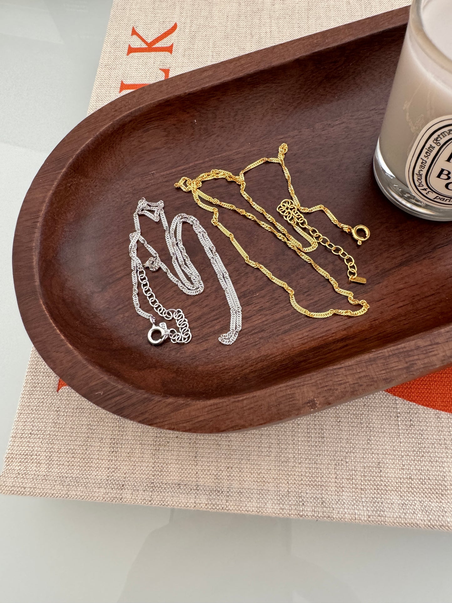 Twisted Chain Thin Rope Solid Silver Necklace