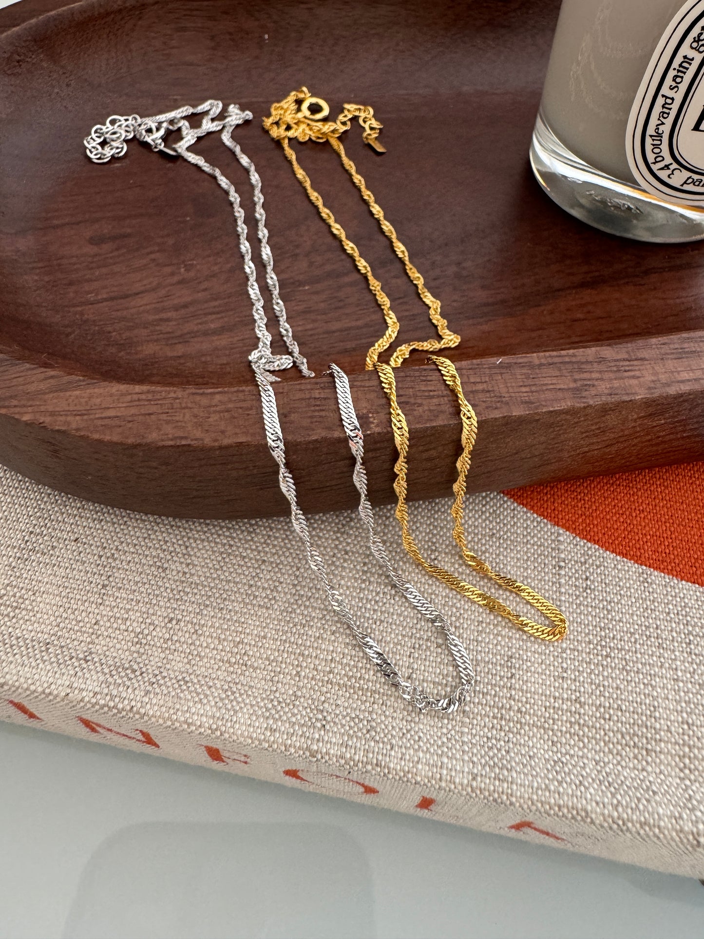 Twisted Chain Thin Rope Solid Silver Necklace