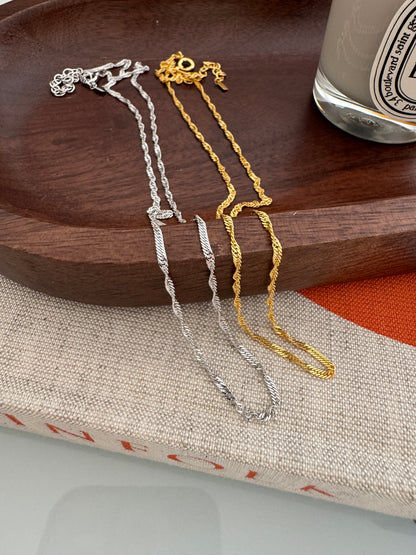 Twisted Chain Thin Rope Solid Silver Necklace