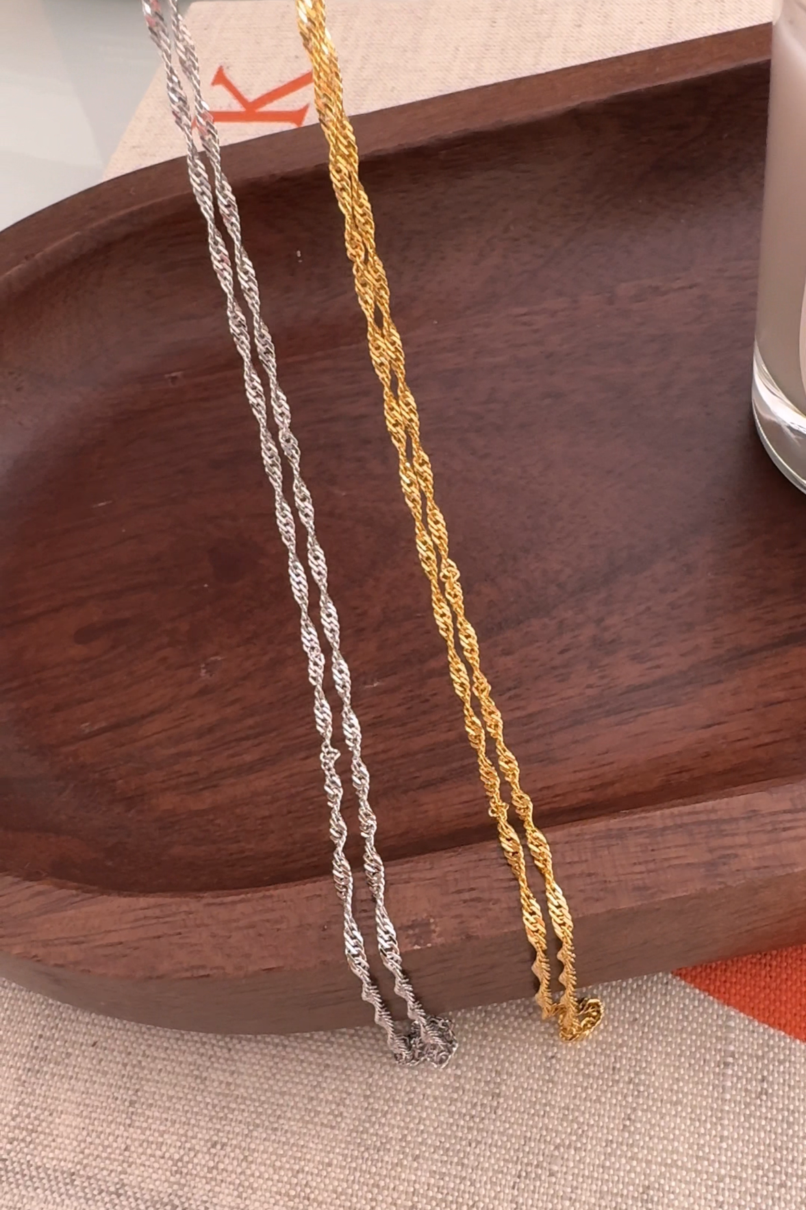 Twisted Chain Thin Rope Solid Silver Necklace