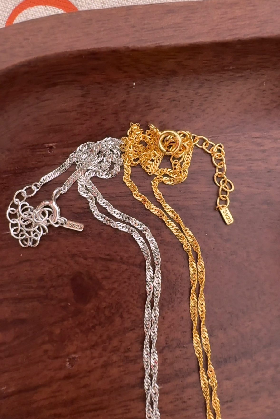 Twisted Chain Thin Rope Solid Silver Necklace