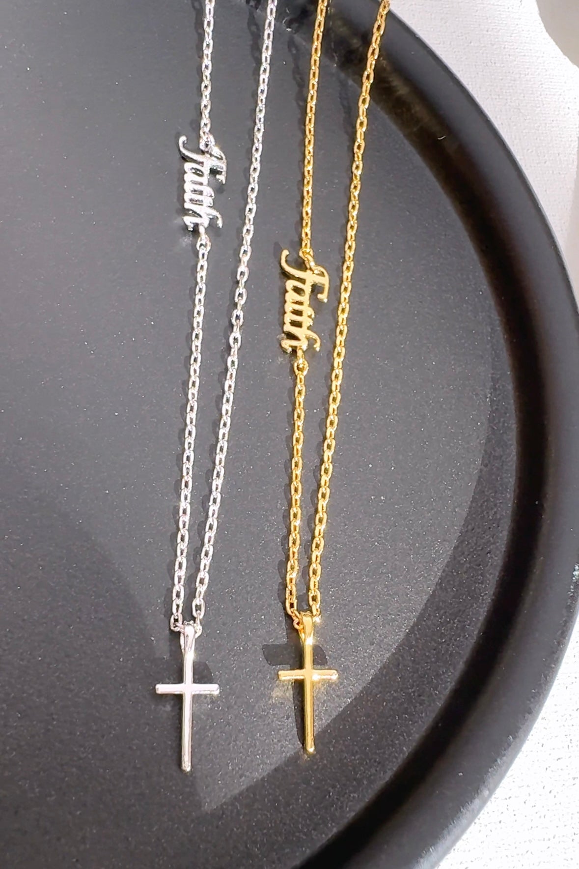 Cross Faith Letter script Necklace