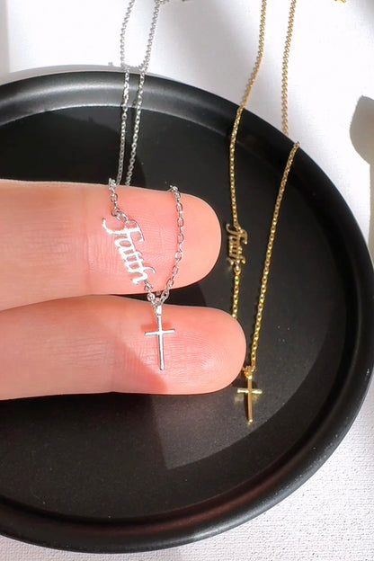 Cross Faith Letter script Necklace