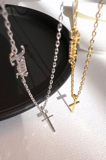 Cross Faith Letter script Necklace