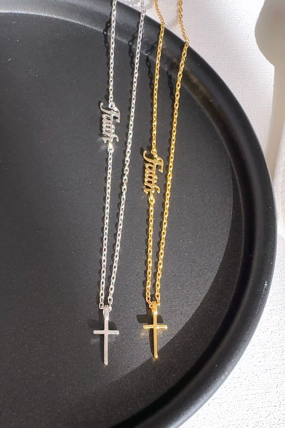 Cross Faith Letter script Necklace