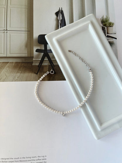 Freshwater Pearl CZ Charm Bracelet