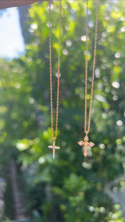 Cross Necklace Mini Cross Cubic Thin Crystal