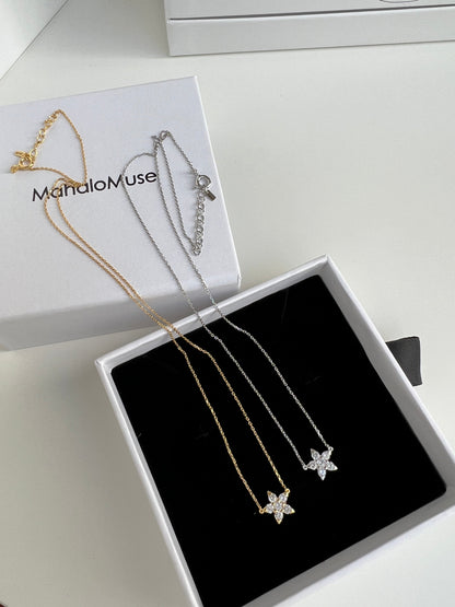 Five Leaves Flower CZ Necklace
