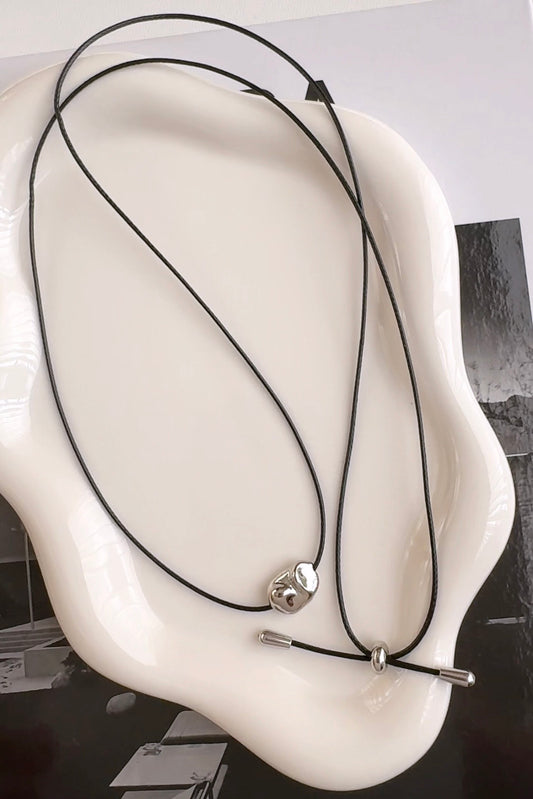 Cord Necklace with Bean Pebble Pendant
