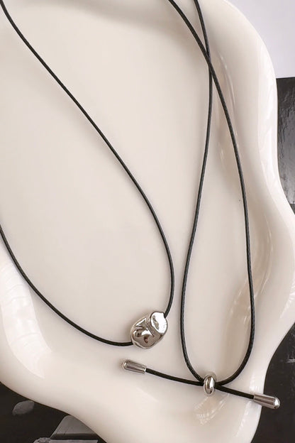 Cord Necklace with Bean Pebble Pendant