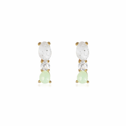 Opal Gemstone Green 3 Stud Earrings
