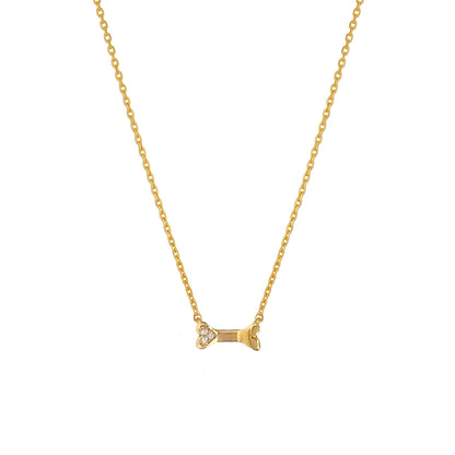 Mini Dog Bone Pendant Cubic Zirconia Necklace