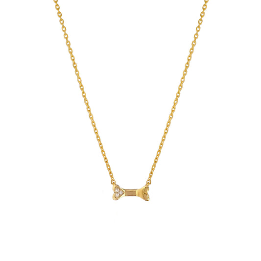Mini Dog Bone Pendant Cubic Zirconia Necklace