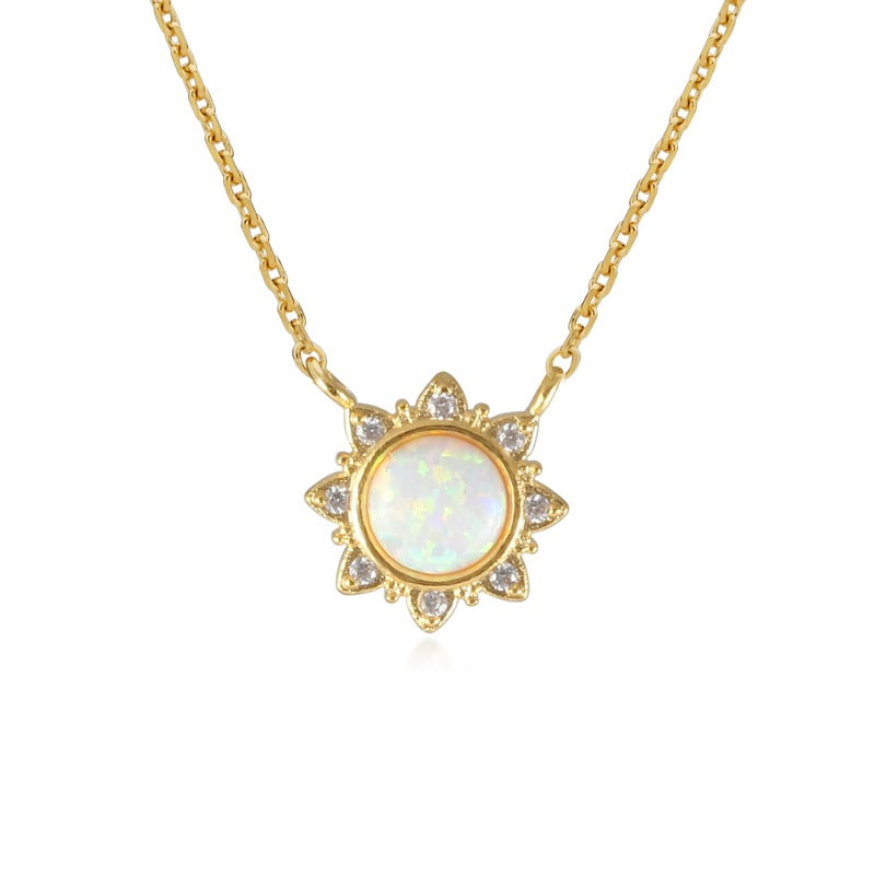 Opal Cubic Zirconia CZ Gemstone Necklace