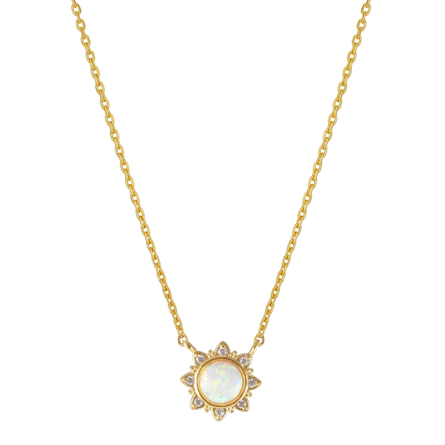 Opal Cubic Zirconia CZ Gemstone Necklace