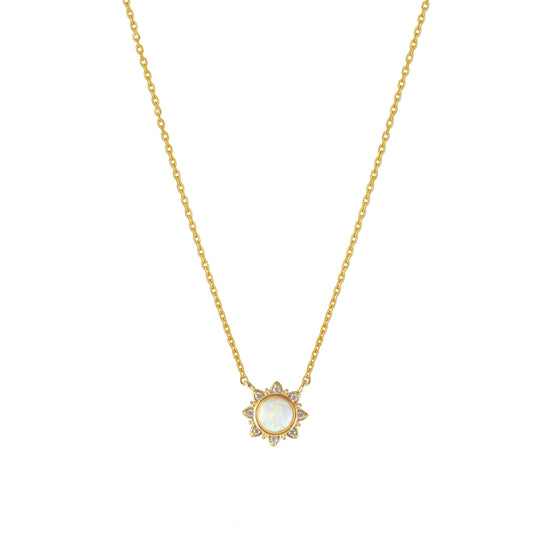 Opal Cubic Zirconia CZ Gemstone Necklace
