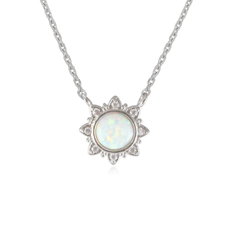 Opal Cubic Zirconia CZ Gemstone Necklace
