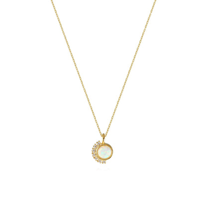 Gemstone Stud Half Cubic Zirconia Stone Necklace