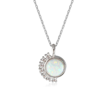 Gemstone Stud Half Cubic Zirconia Stone Necklace