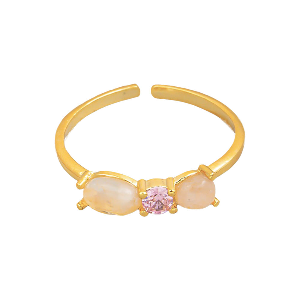 Opal Gemstone Pink 3 Stud Ring