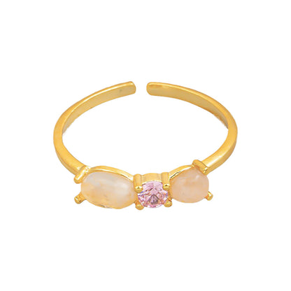 Opal Gemstone Pink 3 Stud Ring