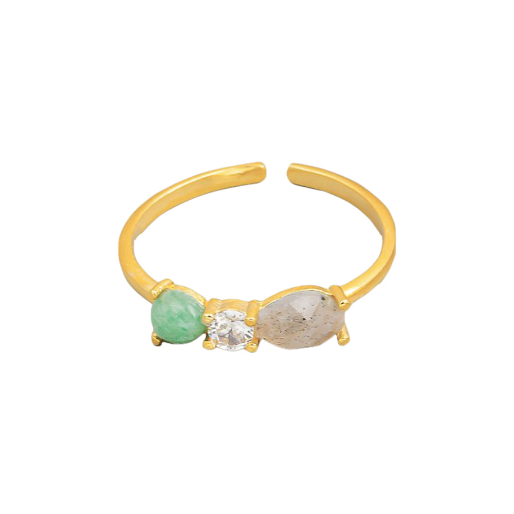 Opal Gemstone Green 3 Stud Ring