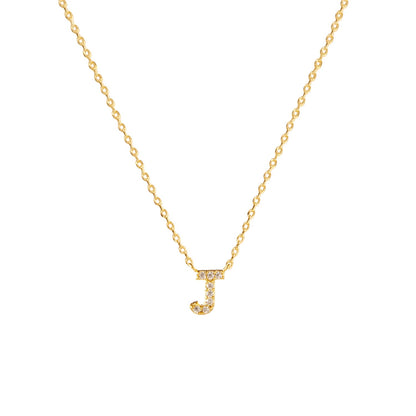 Tiny Initial Cubic Zirconia Pendant Necklace