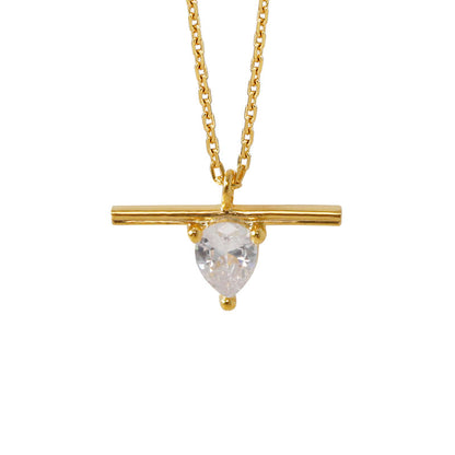 T Bar Cubic Zirconia Stud Necklace