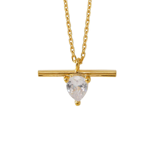 T Bar Cubic Zirconia Stud Necklace