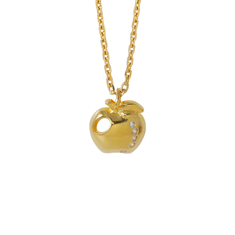 Tiny Apple Bite CZ Necklace