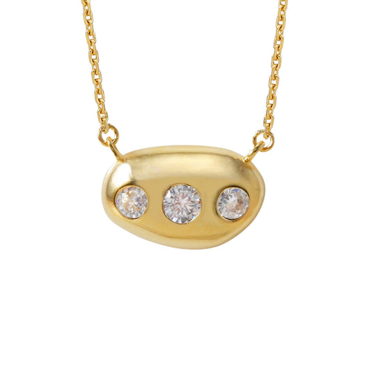 Bean 3 Cubic Zirconia Stud Necklace