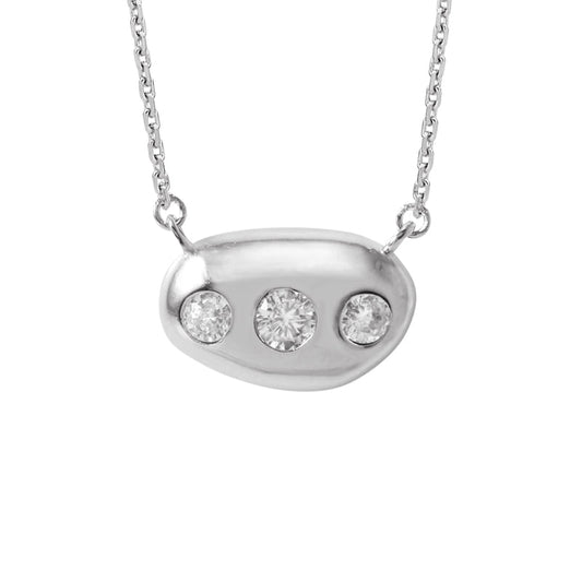 Bean 3 Cubic Zirconia Stud Necklace