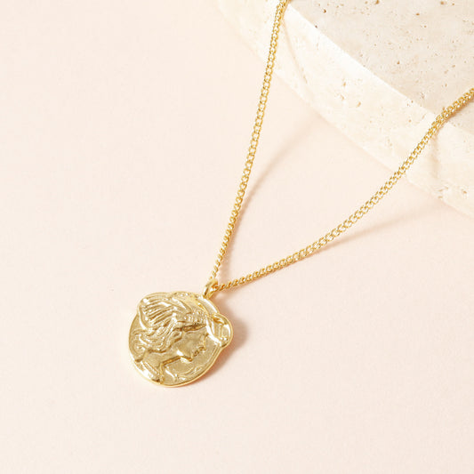 Women Portrait Medallion Pendant Necklace