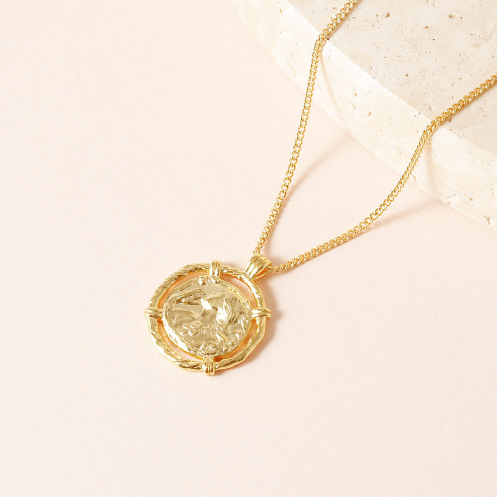 Hammered Medallion Pendant Necklace