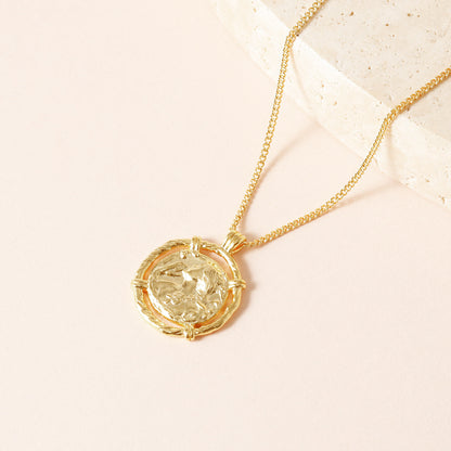 Hammered Medallion Pendant Necklace