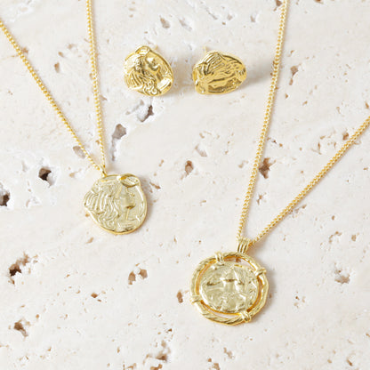 Hammered Medallion Pendant Necklace