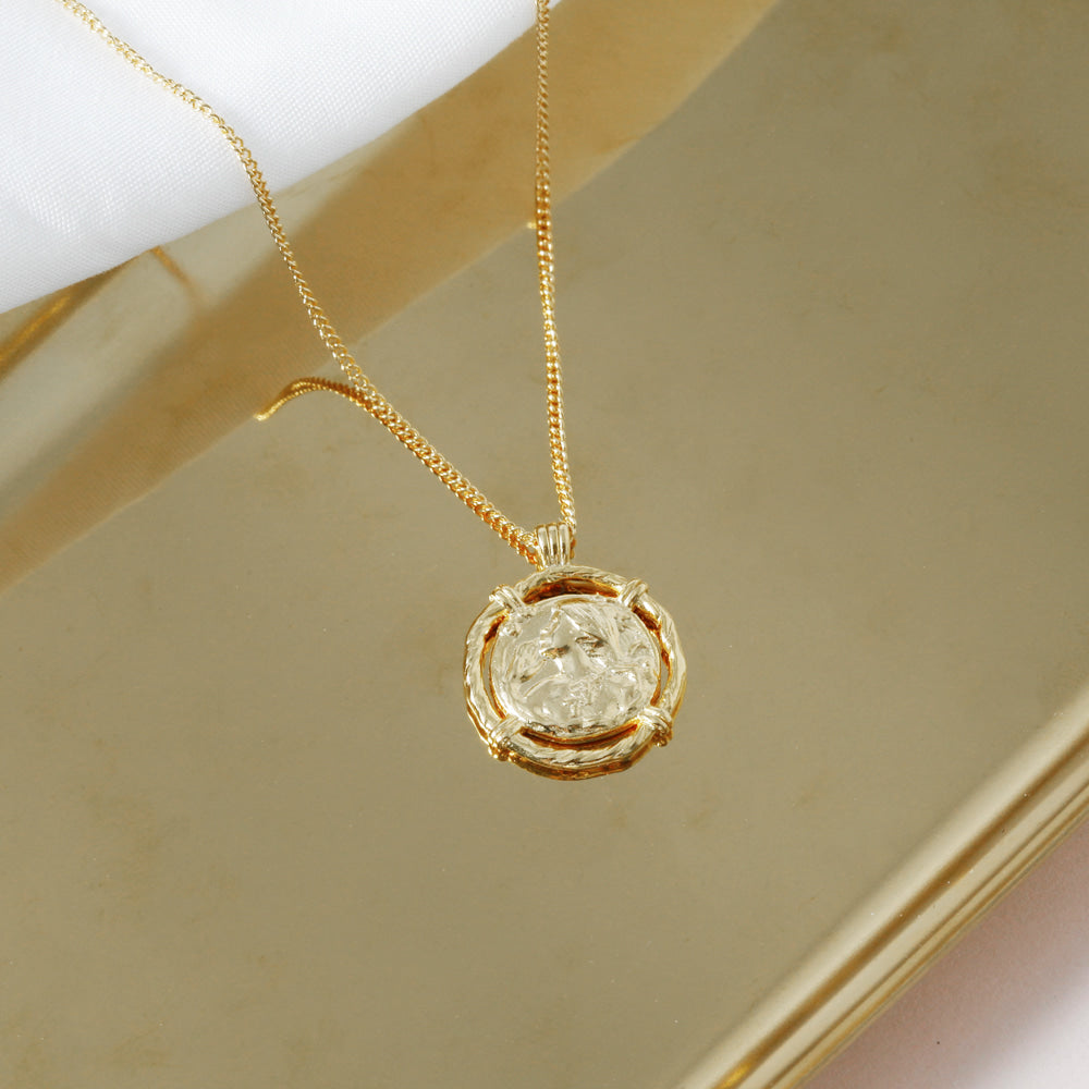 Hammered Medallion Pendant Necklace