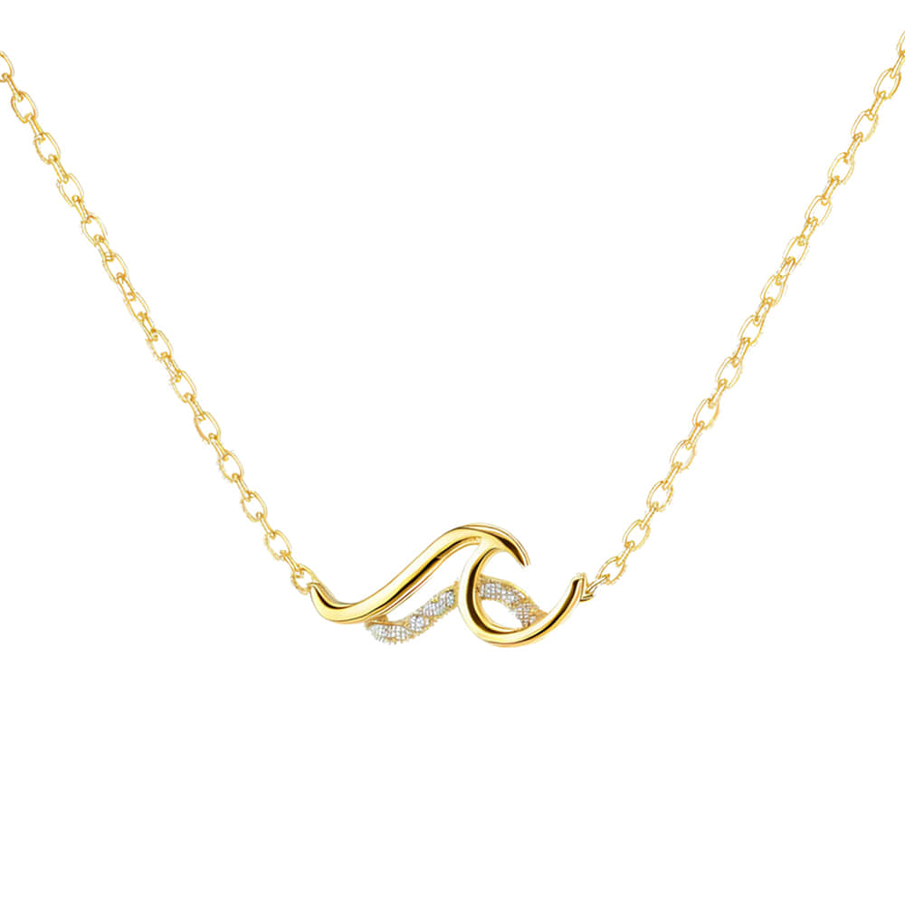 Beach Double Wave Pendant Necklace