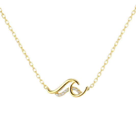Beach Double Wave Pendant Necklace