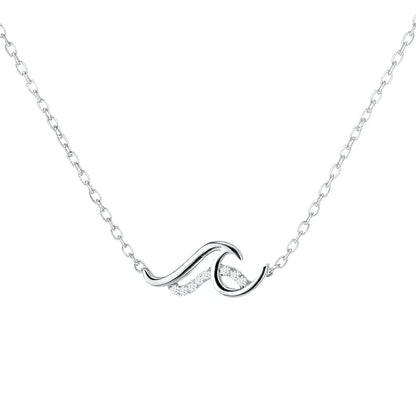 Beach Double Wave Pendant Necklace