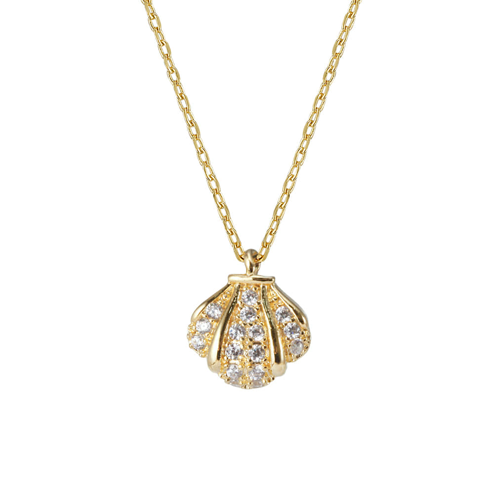 Ocean Shell Cubic CZ Pendant Necklace